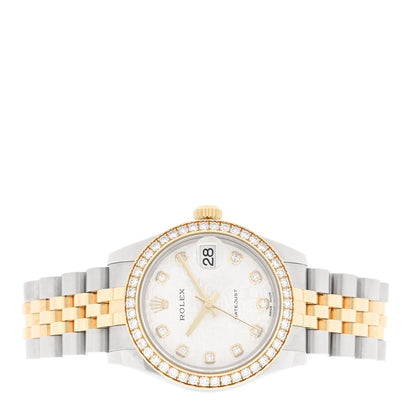 Stainless Steel 18K Yellow Gold Diamond Bezel 31mm Oyster Perpetual Datejust Watch Silver Jubilee 178383