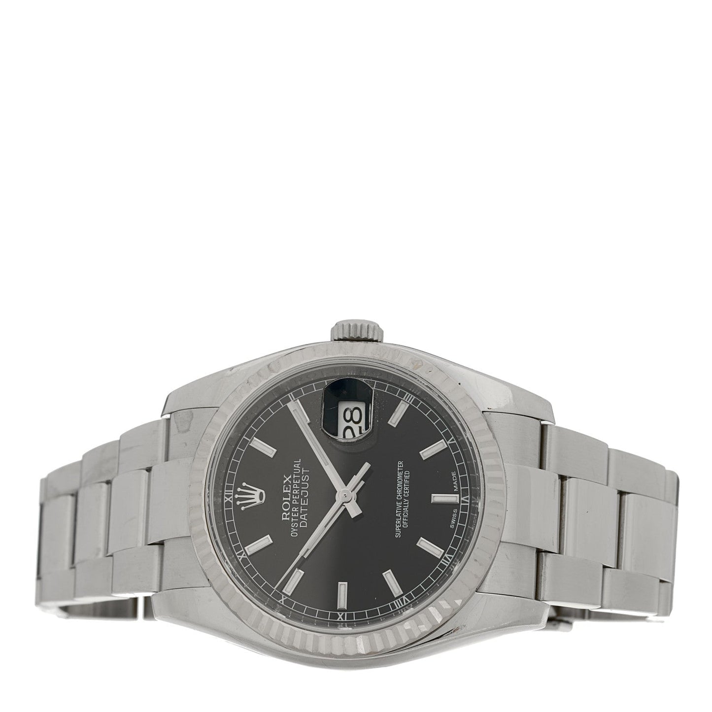 Stainless Steel 18K White Gold 36mm Oyster Perpetual Datejust Watch Black 116234