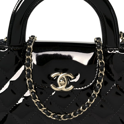 Mirror Calfskin Quilted Nano Kelly Shopper Black