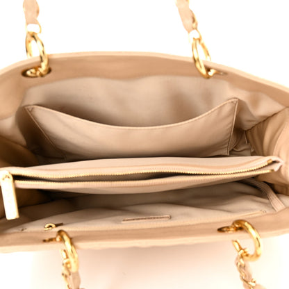 Caviar Quilted Grand Shopping Tote GST Beige