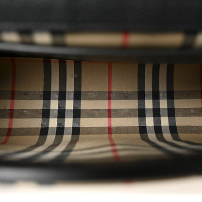 Coated Canvas Calfskin Vintage Check Medium Note Crossbody Bag Black