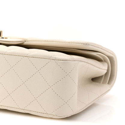 Caviar Quilted Medium Double Flap White