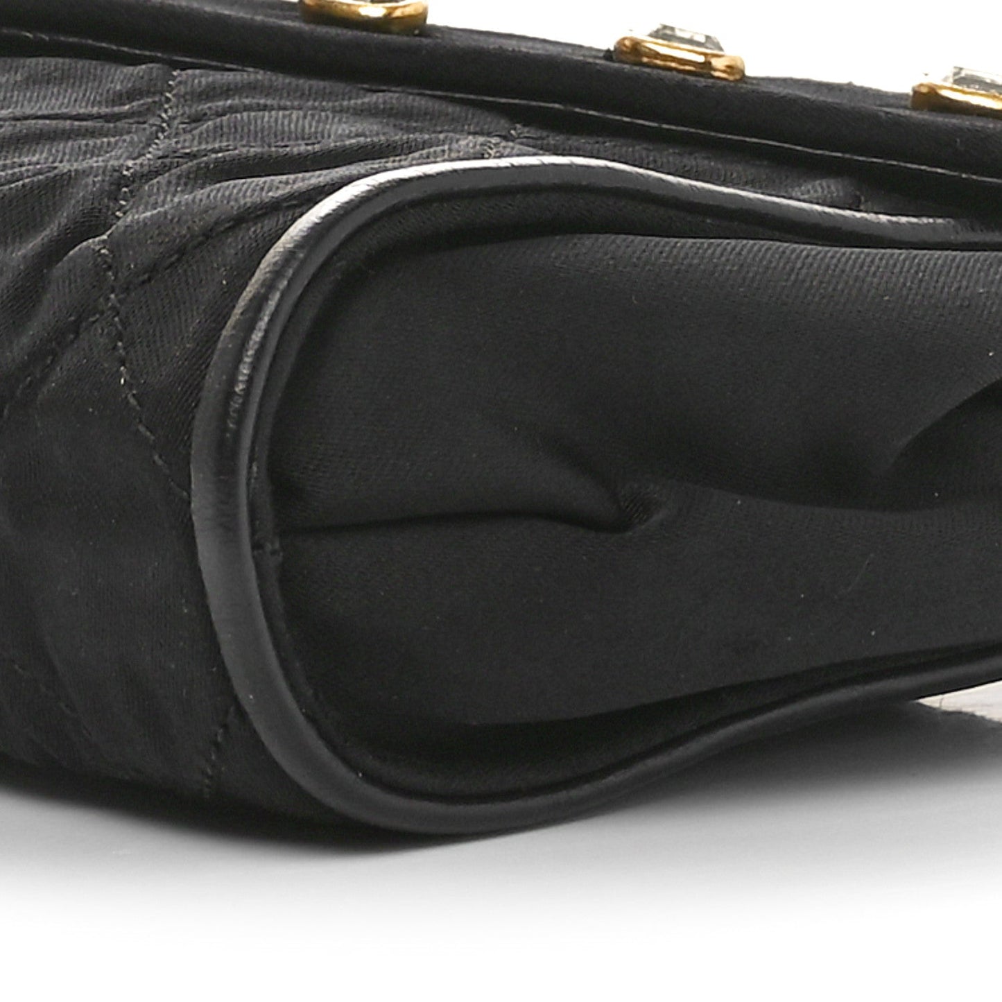 Fabric Quilted Crystal Envelope Small Flap Black
