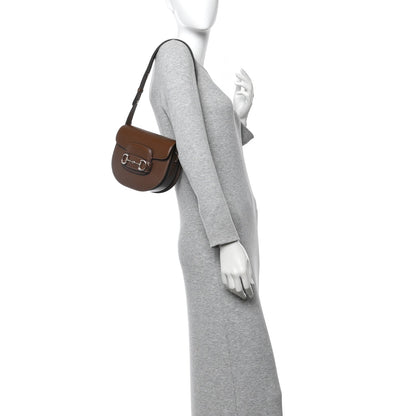Azalea Calfskin Mini Horsebit 1955 Rounded Shoulder Bag Brown Sugar