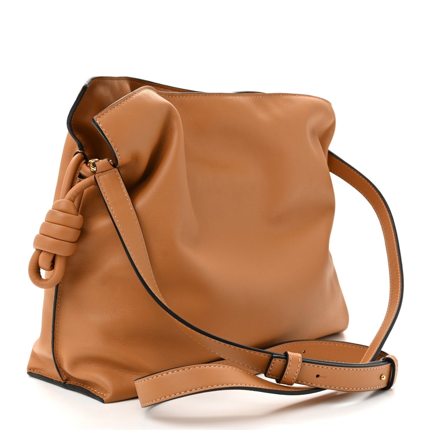 Nappa Calfskin Medium Flamenco Knot Clutch Warm Desert