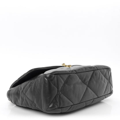 Lambskin Quilted Large Chanel 19 Flap Navy Blue