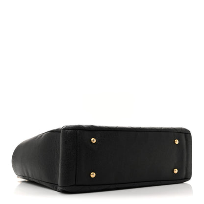 Caviar Quilted Small Trapezoid Chain Shopping Tote Black