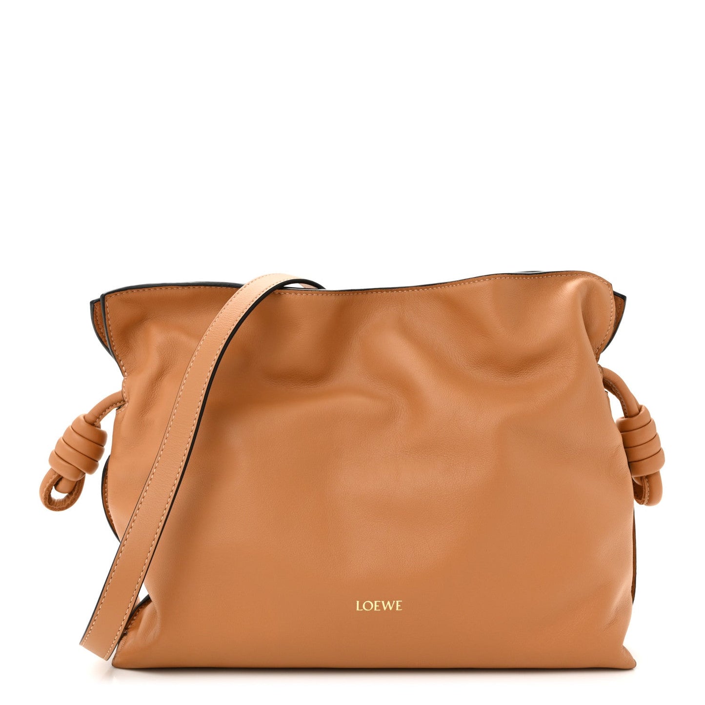 Nappa Calfskin Medium Flamenco Knot Clutch Warm Desert