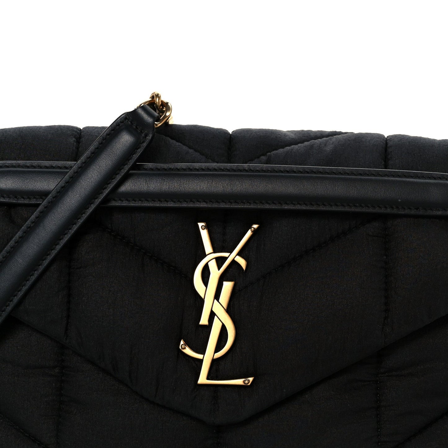 Nylon Quilted Small Loulou Puffer Monogram Chain Satchel Black