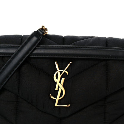 Nylon Quilted Small Loulou Puffer Monogram Chain Satchel Black