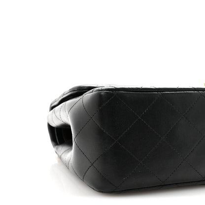 Lambskin Quilted Jumbo Double Flap Black