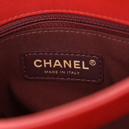 Lambskin Quilted Retro Label Clutch Red