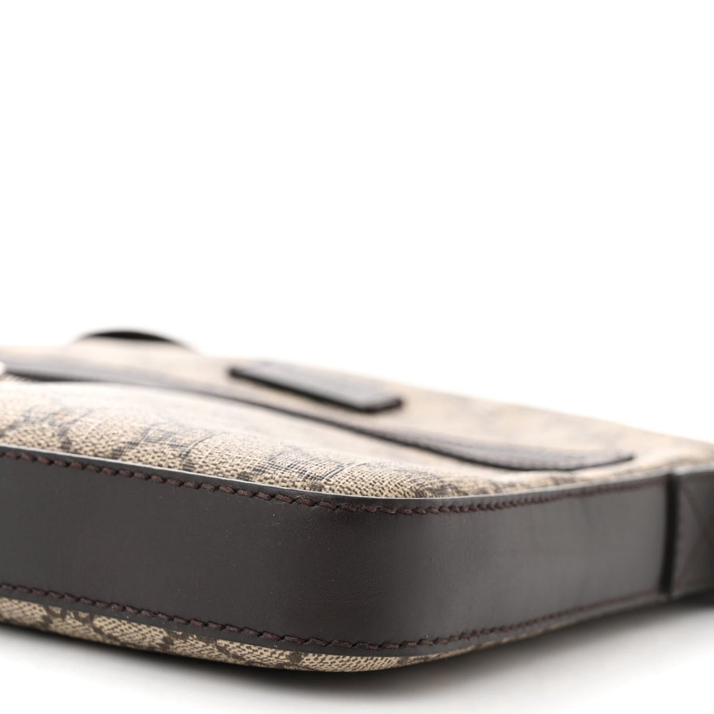 GG Supreme Monogram Selleria Calfskin Small Flat Messenger Bag Beige Ebony Cocoa Marrone Scuro
