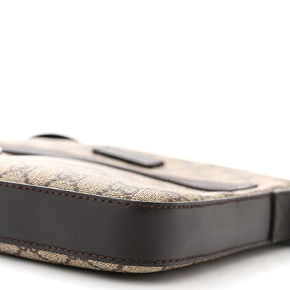 GG Supreme Monogram Selleria Calfskin Small Flat Messenger Bag Beige Ebony Cocoa Marrone Scuro