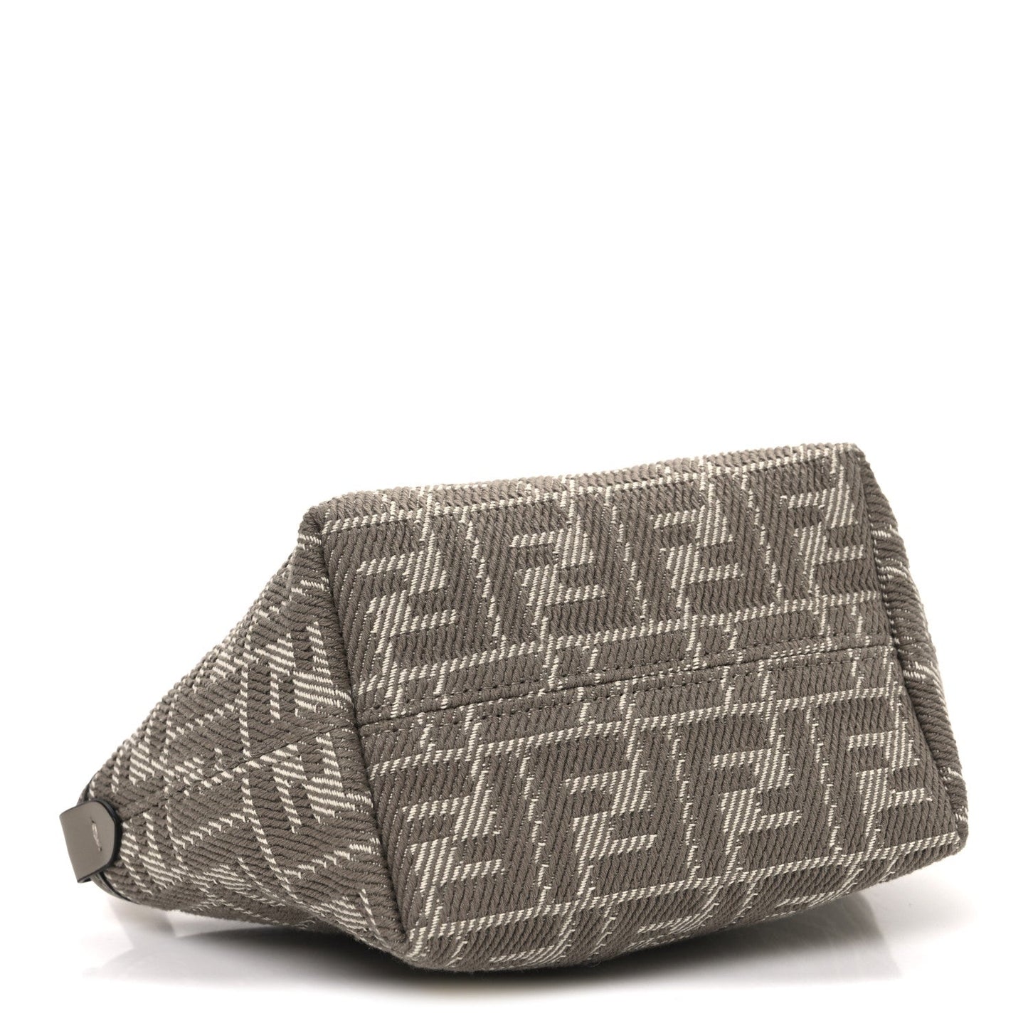 Denim Jacquard FF Effect Vitello Grace Mini Roll Tote Dove White Dove