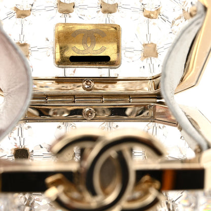 Metal Bead Crystal Minaudiere CC Mini Evening Bag Gold Multicolor