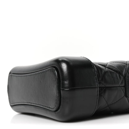 Aged Calfskin Quilted Small Gabrielle Hobo So Black