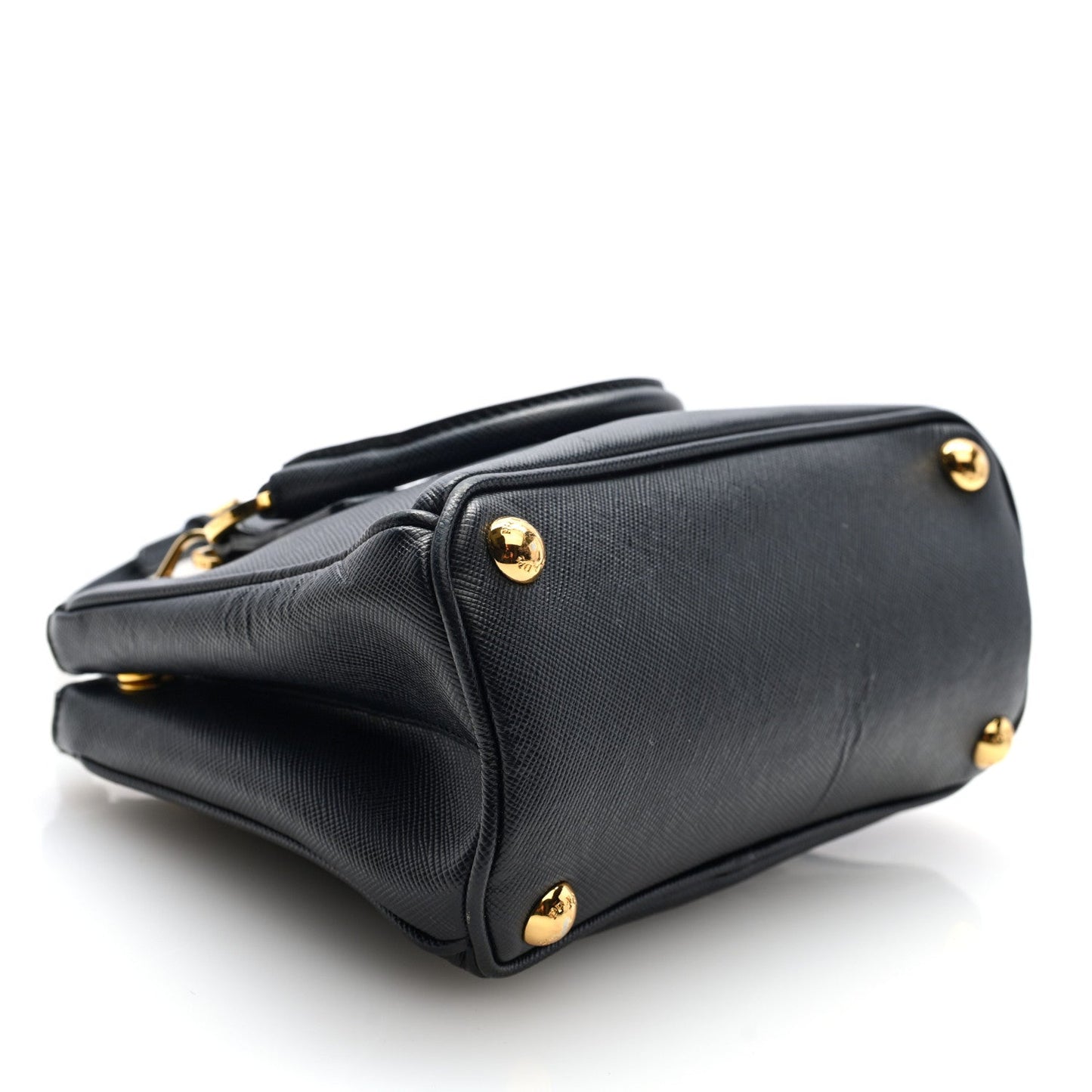 Saffiano Micro Galleria Double Zip Tote Black