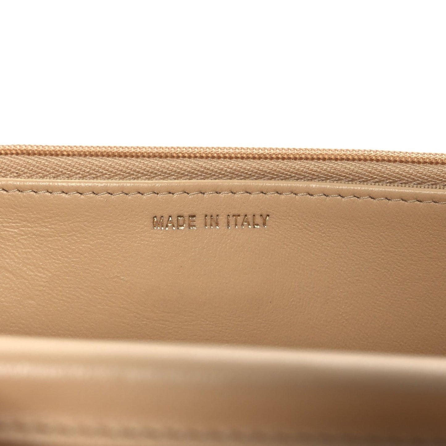 Lambskin Quilted Wallet On Chain WOC Beige