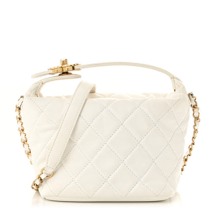Lambskin Quilted Small Perfect Meeting Hobo White