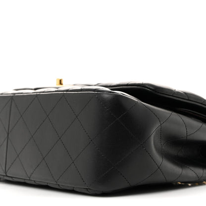 Lambskin Quilted Jumbo Double Flap Black