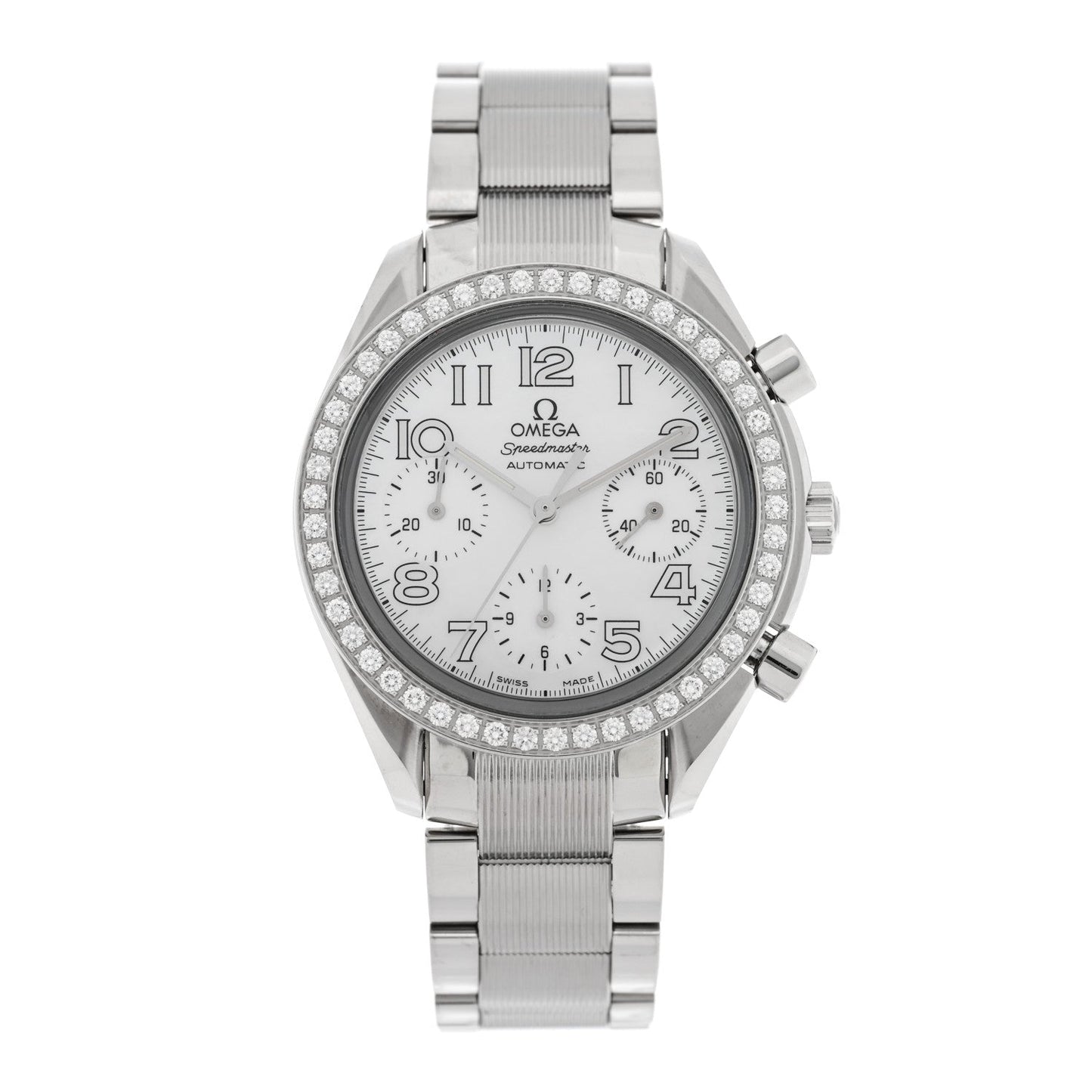 Stainless Steel Diamond Bezel Mother of Pearl 39mm Speedmaster Chronograph Automatic Watch 3535.70.00