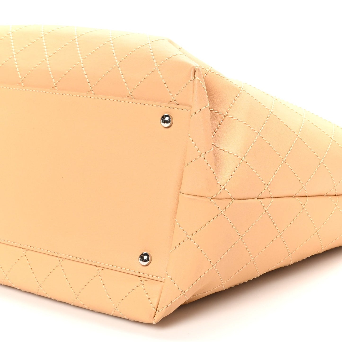 Calfskin Stitched Medium Shopping Tote Beige