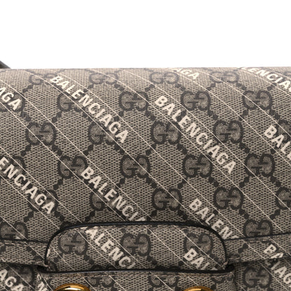 X BALENCIAGA GG Supreme Monogram Logo Print Horsebit 1955 Shoulder Bag Beige Ebony