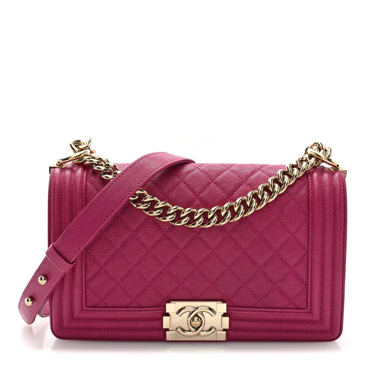 Caviar Quilted Medium Boy Flap Dark Pink