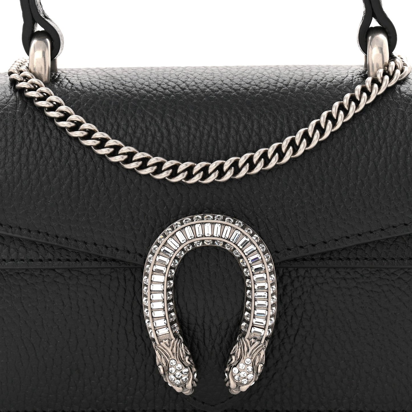 Dollar Calfskin Crystal Mini Dionysus Top Handle Bag Black Crystal