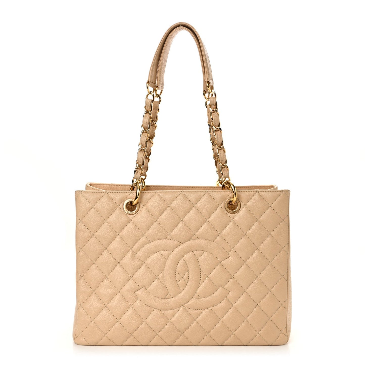 Caviar Quilted Grand Shopping Tote GST Beige