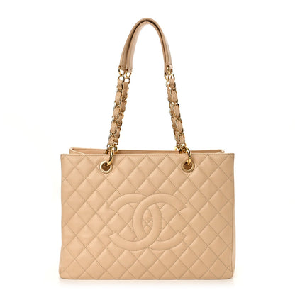 Caviar Quilted Grand Shopping Tote GST Beige