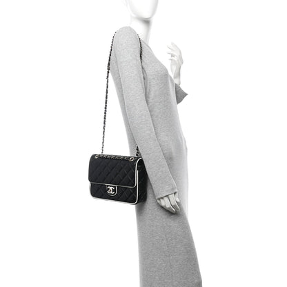 Lambskin Quilted Resin CC Flap Bag Black White