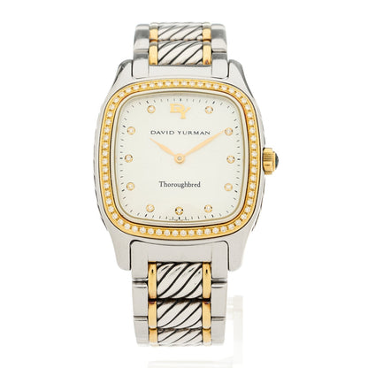 Stainless Steel 18K Yellow Gold Diamond Bezel Mother of Pearl 32mm Thoroughbred Quartz Watch