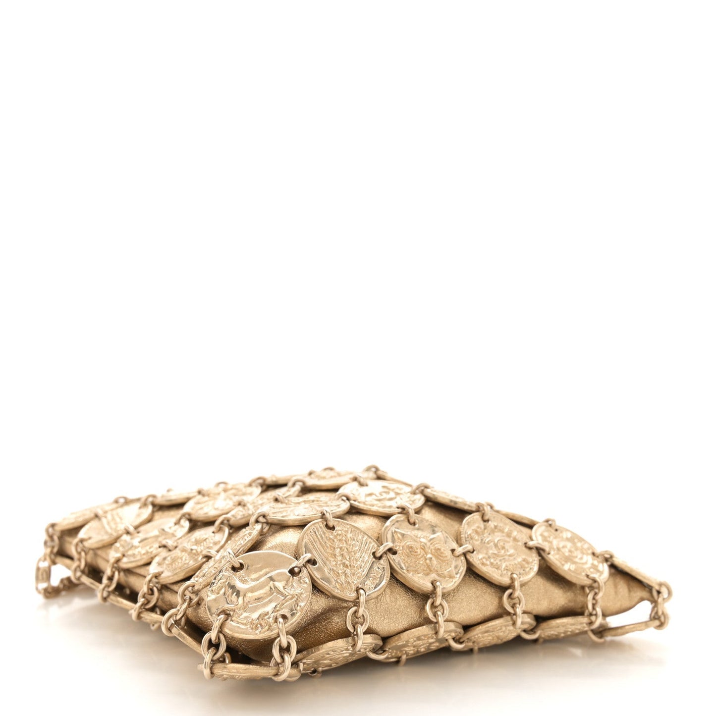 Metallic Calfskin Medallion Shoulder Bag Gold