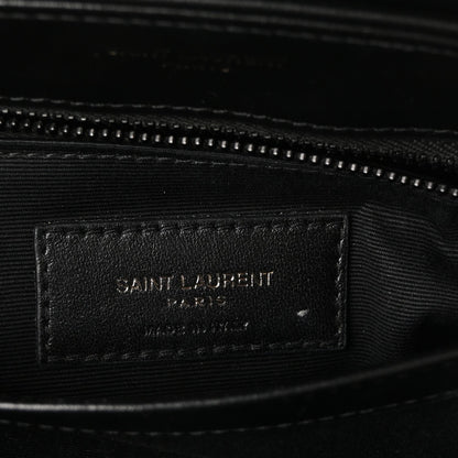 Calfskin Y Quilted Monogram Monochrome Toy Loulou Crossbody Bag Black