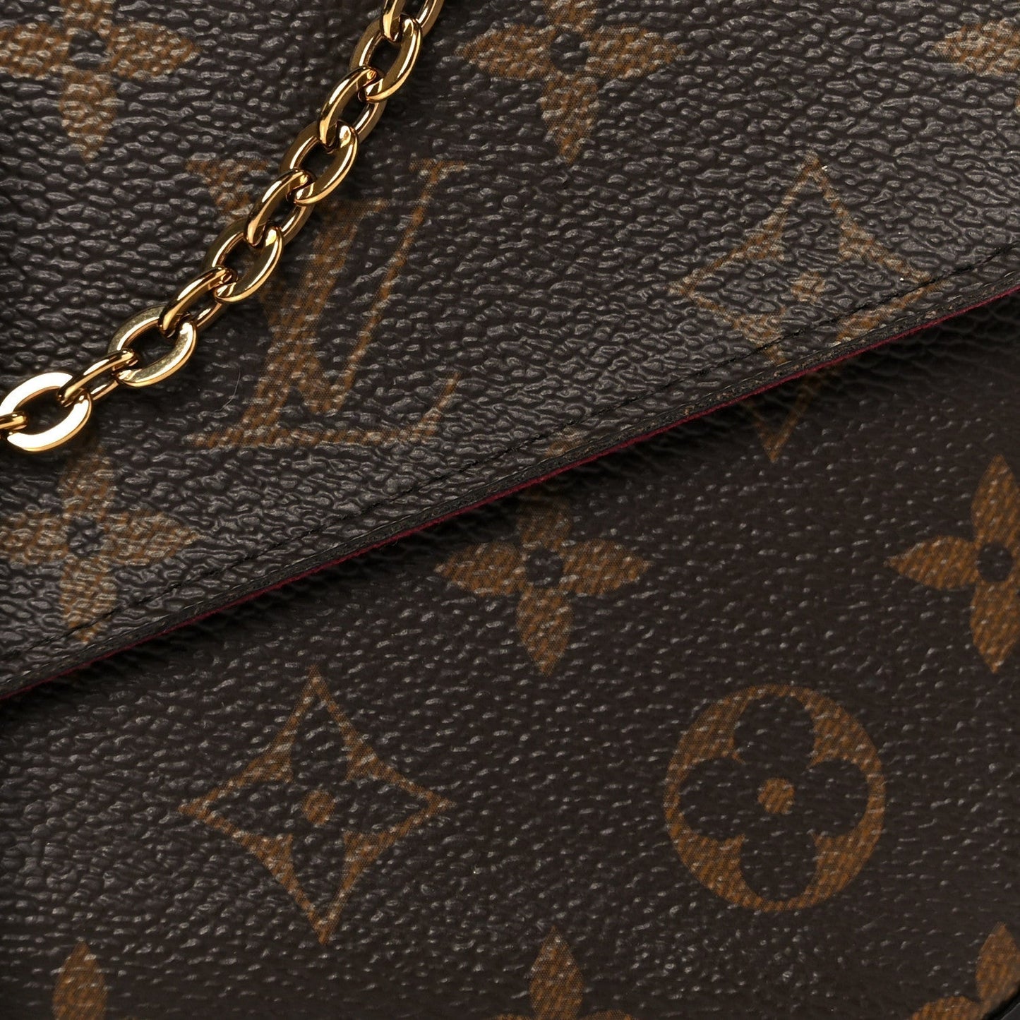 Monogram Pochette Felicie Chain Wallet Fuchsia