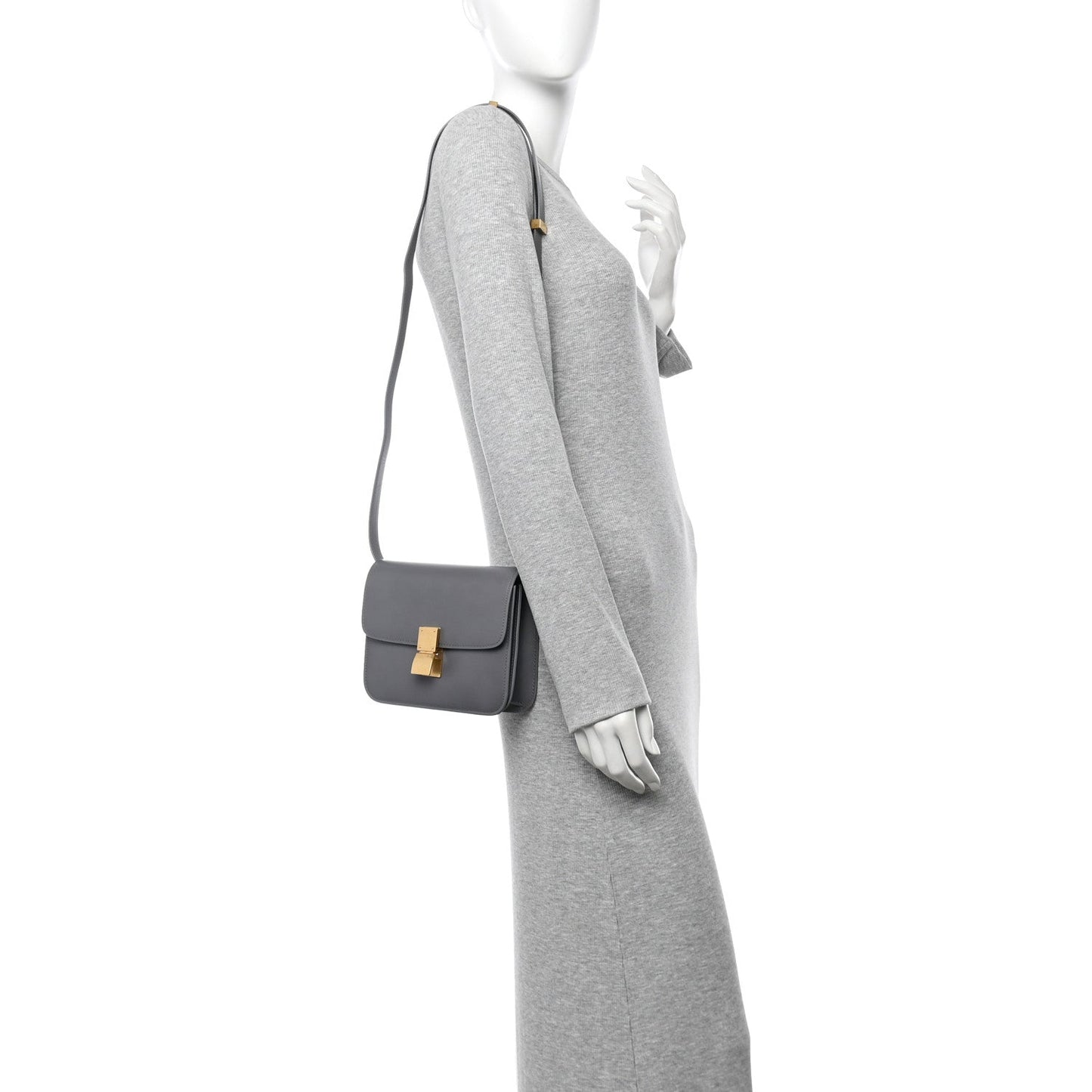 Box Calfskin Teen Classic Box Flap Bag Light Charcoal