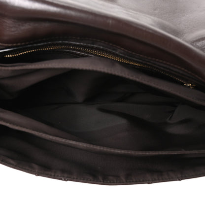 Lambskin Cannage Ruffle New Lock Flap Dark Brown