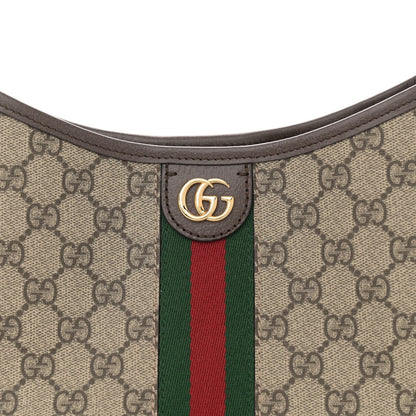 GG Supreme Monogram Textured Dollar Calfskin Web Small Ophidia Bucket Shoulder Bag Beige Ebony New Acero