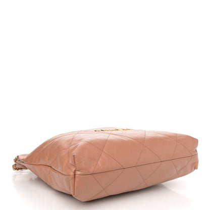 Shiny Calfskin Quilted Chanel 22 Brown