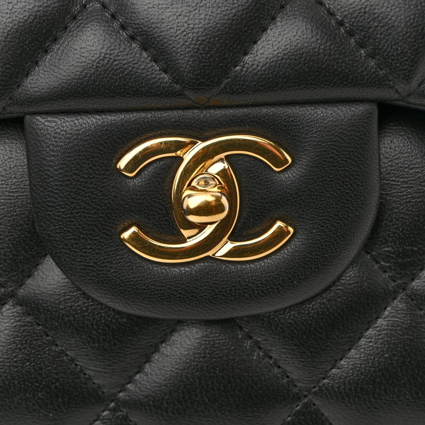 Lambskin Quilted Jumbo Double Flap Black