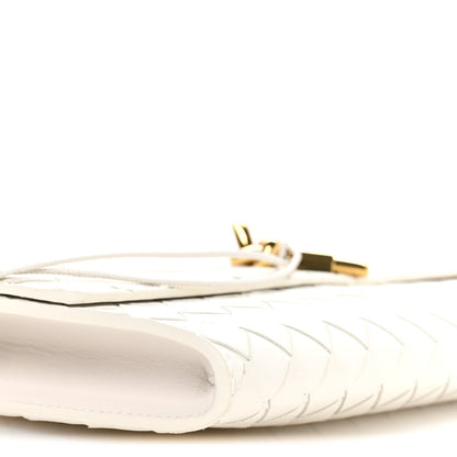Nappa Intrecciato Long Andiamo Top Handle Clutch White