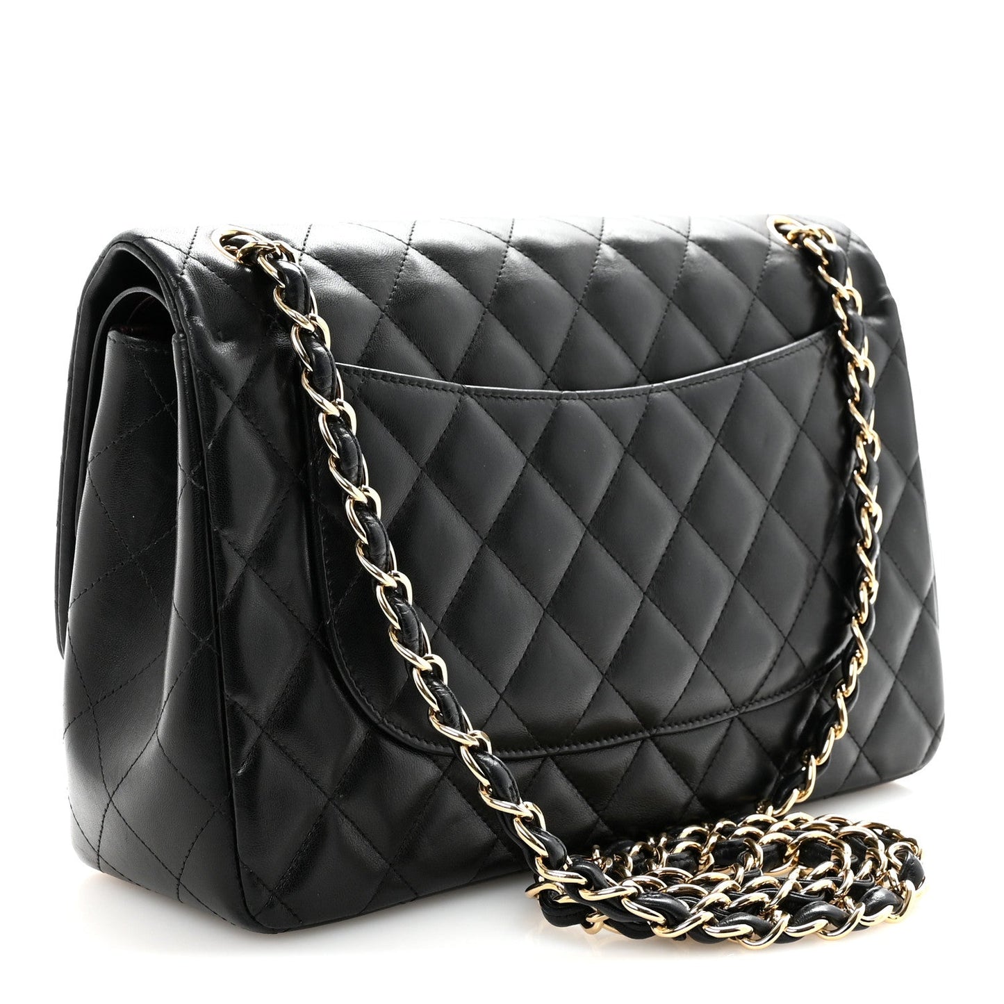 Lambskin Quilted Jumbo Double Flap Black