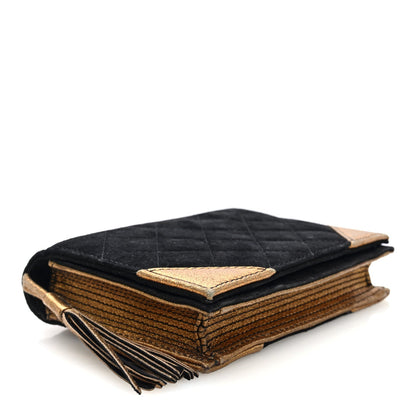 Suede Quilted Bible Book CC Clutch Black