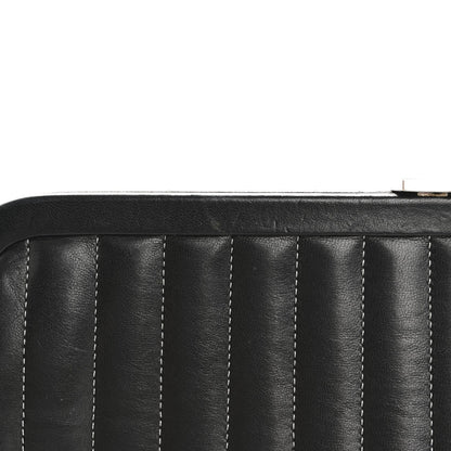 Lambskin Vertical Quilted Mademoiselle Clutch Black