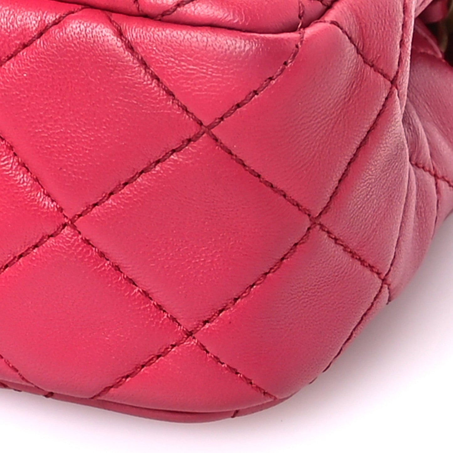 Lambskin Quilted Mini Rectangular Pearl Crush Flap Fuchsia