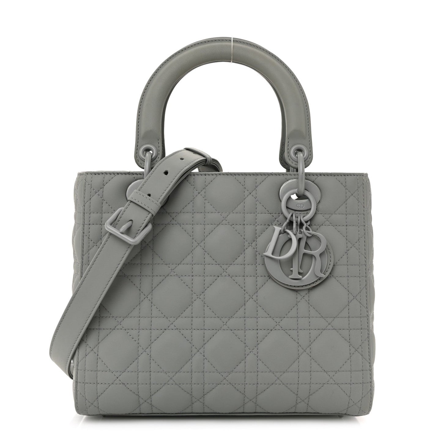 Ultra Matte Calfskin Cannage Medium Lady Dior Grey Stone