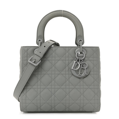 Ultra Matte Calfskin Cannage Medium Lady Dior Grey Stone