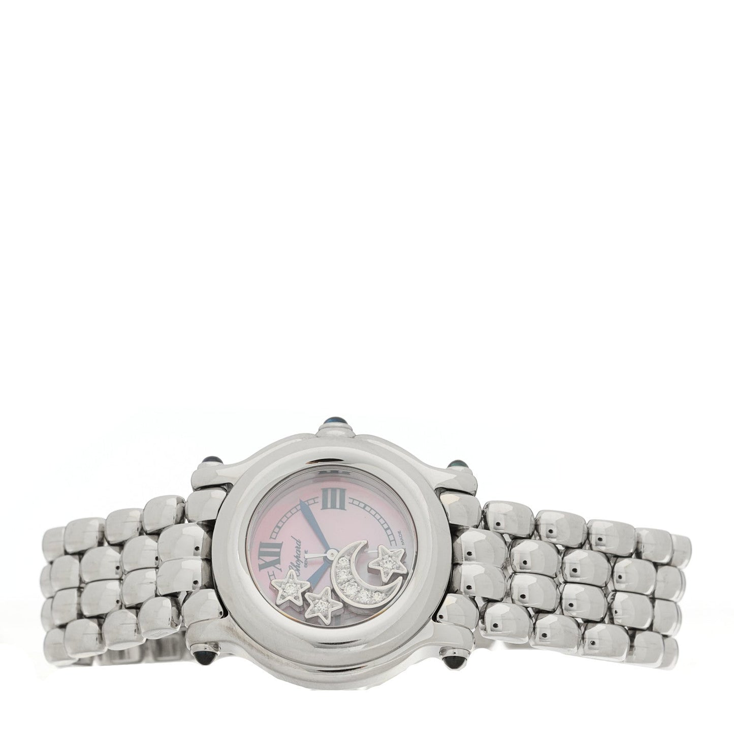Stainless Steel Diamond Pink Mother of Pearl 26mm Happy Sport Moon Star Quartz Watch